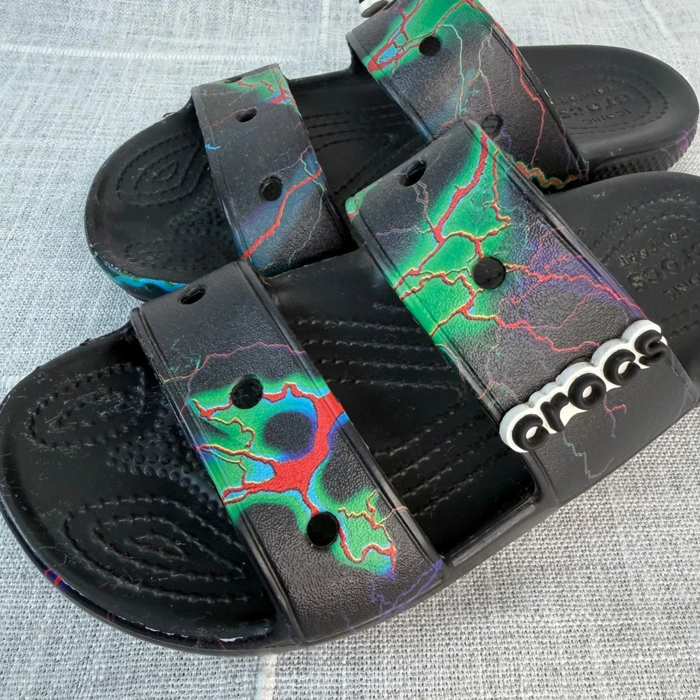 Crocs Classic Out of this World Sandal Women's Size 6 Black Lightning Slides